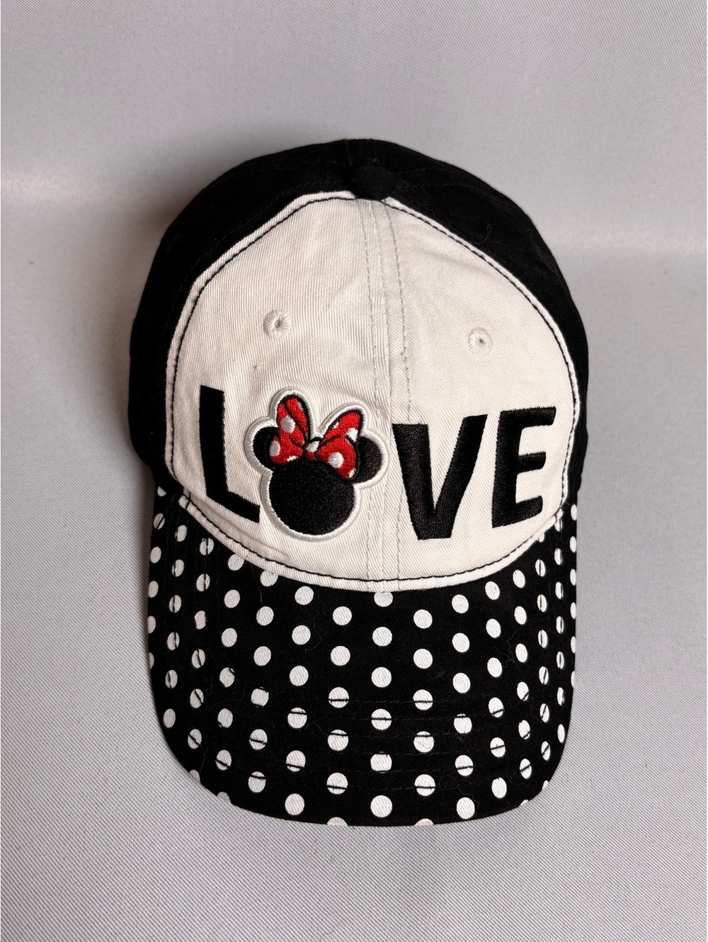 Disney Minnie Mouse LOVE Polka Dot Baseball Cap Hat - Picture 2 of 6